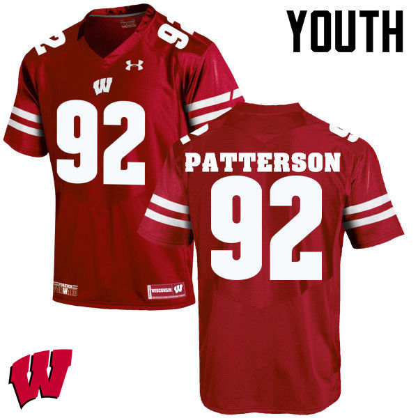 Youth Wisconsin Badgers #92 Jeremy Patterson College Football Jerseys-Red